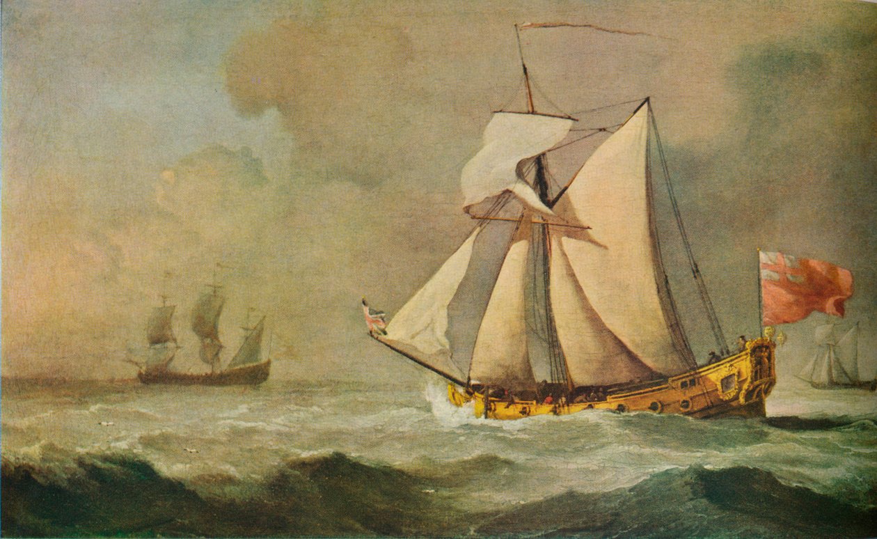 Cleveland Yacht til søs i en frisk brise, 1678 af Willem van de Velde the Younger