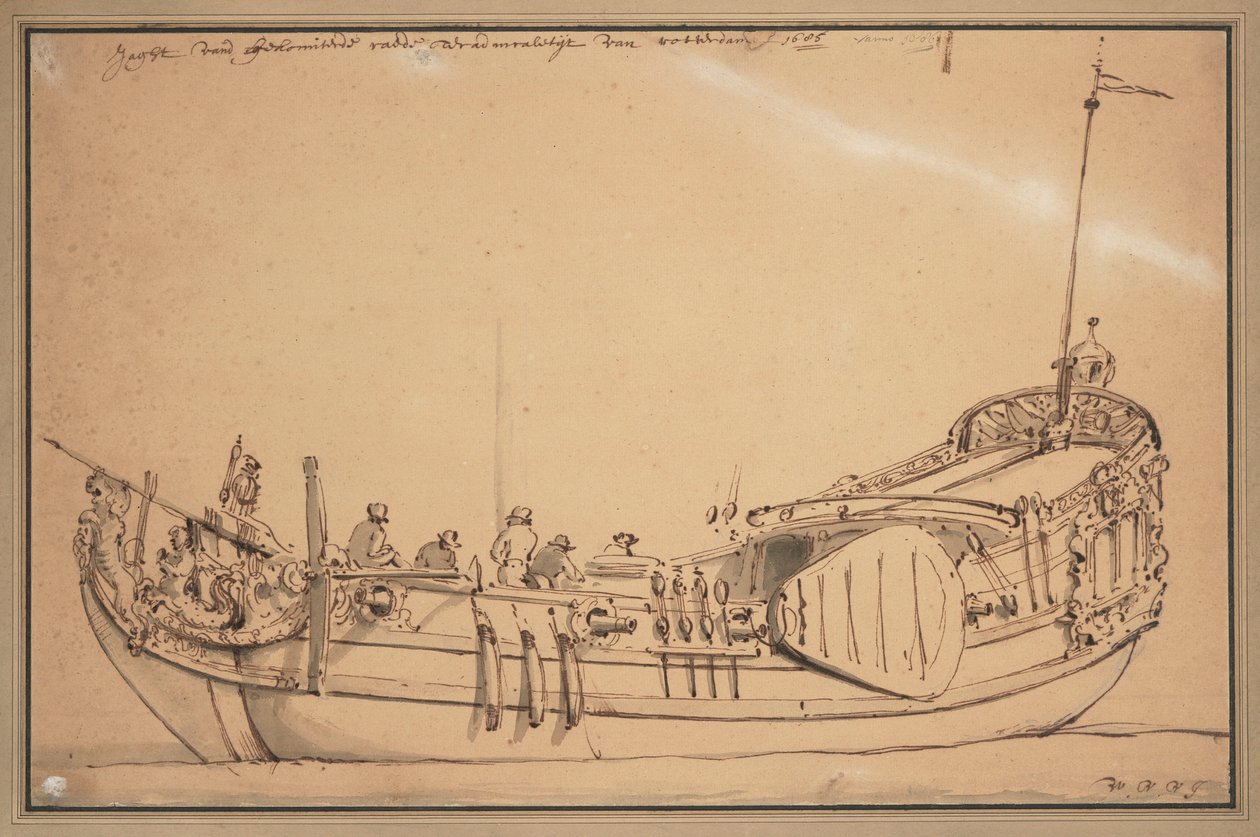 Yacht fra Admiralitetet af Maas af Willem van de Velde the Younger