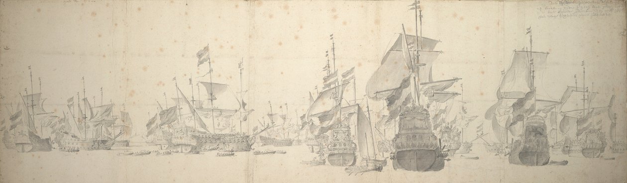 Krigsråd i den hollandske flåde ud for Terschelling, 7.-17. oktober 1658 af Willem van de the Elder Velde