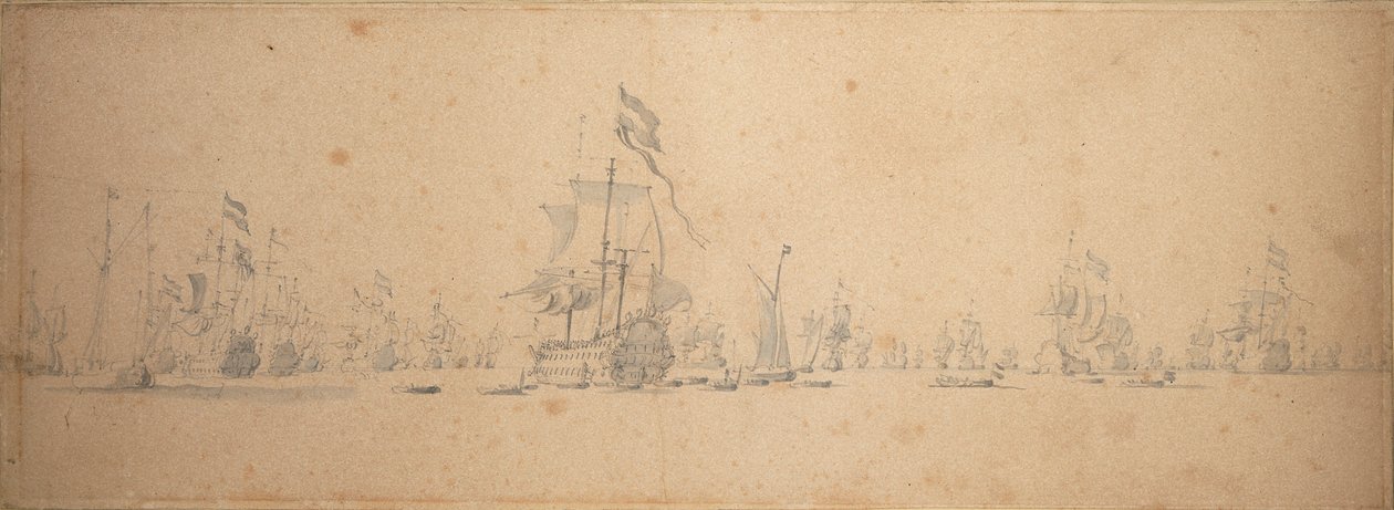Et krigsråd i den hollandske flåde af Willem van de the Elder Velde