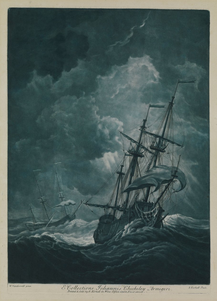 Et skib i stormvejr af Willem van de the Elder Velde