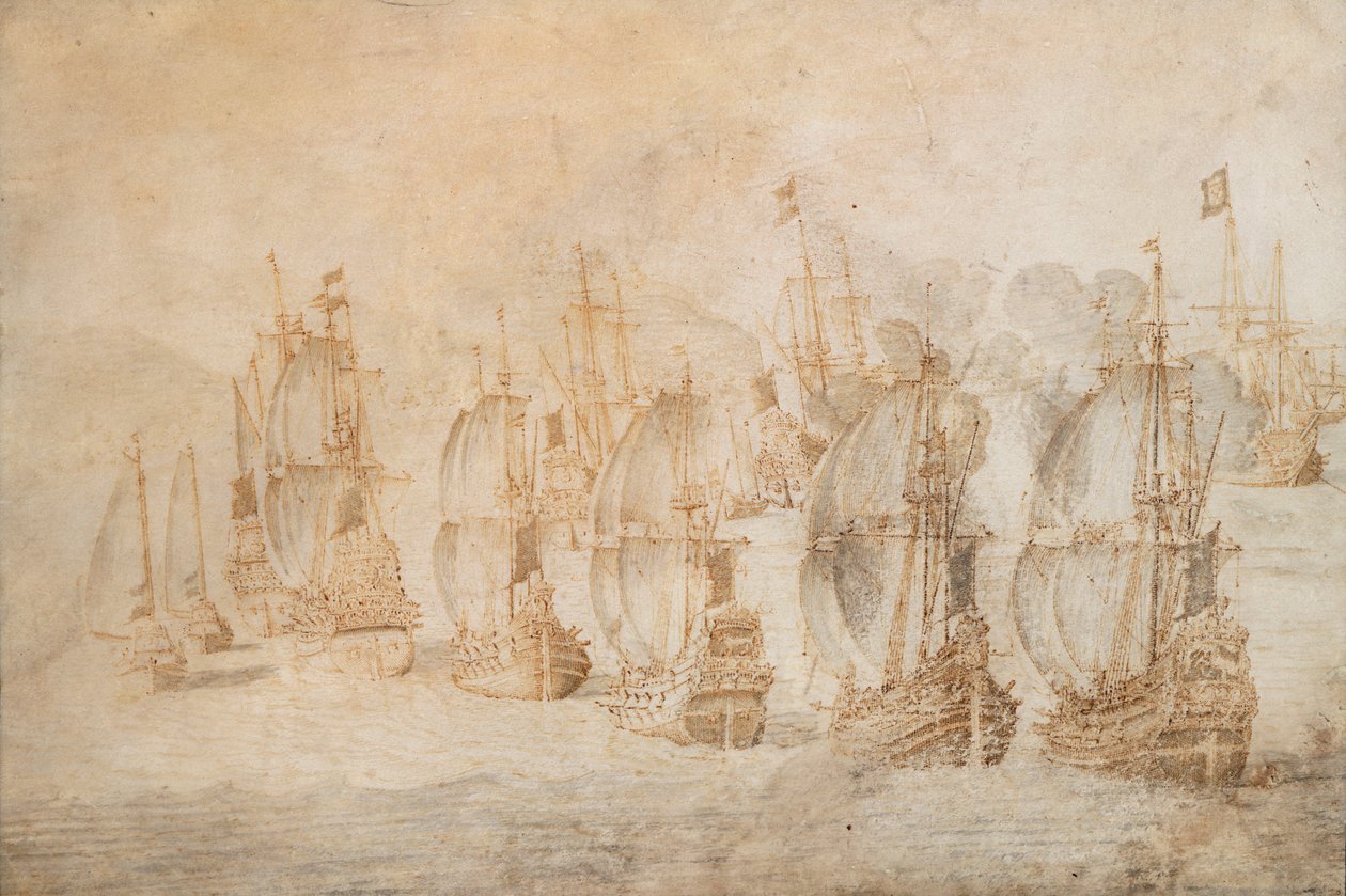 Aktion ved Tamanana, 9. september 1645 af Willem van de the Elder Velde