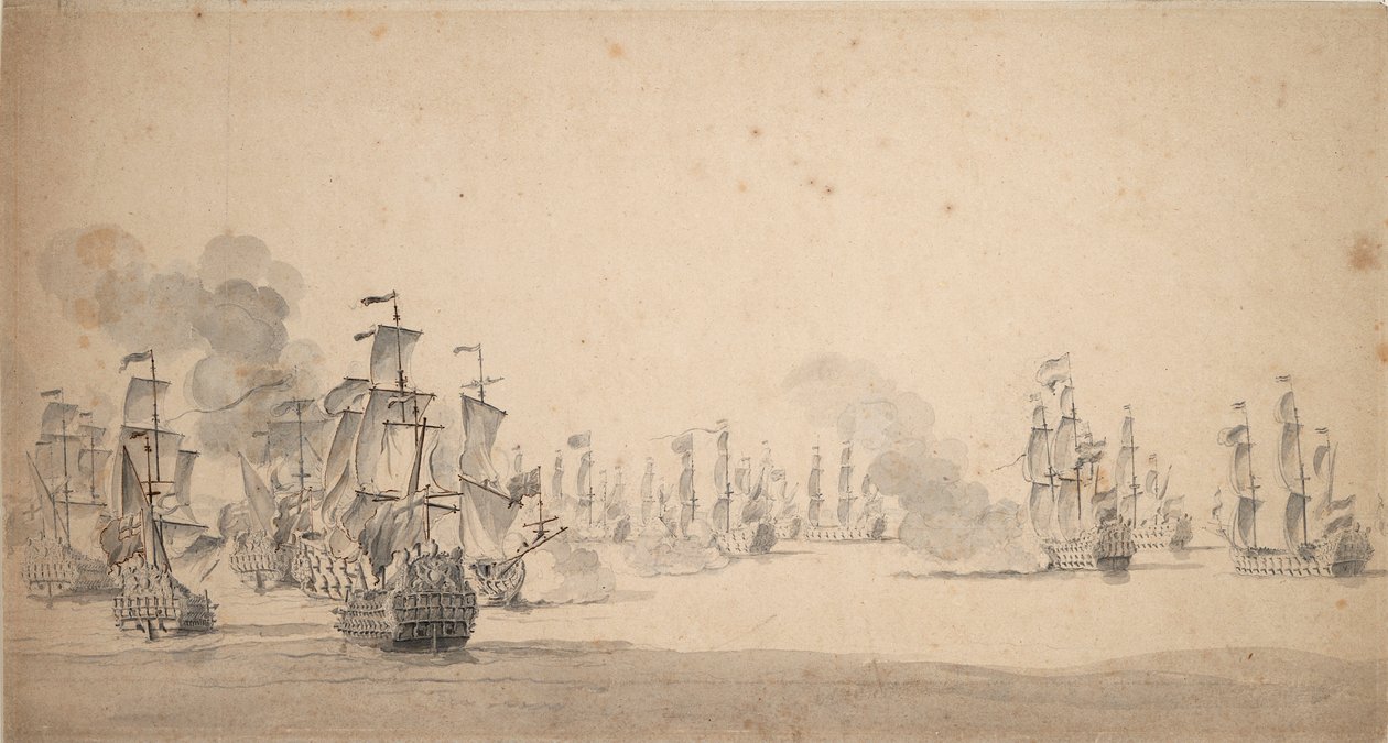 Beach og van Gents aktion af Willem van de the Elder Velde
