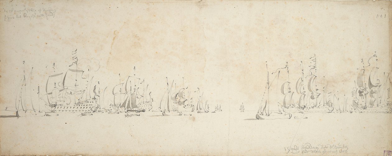 De Ruyter slutter sig til Tromps flåde i Nordsøen, 8.-18. august 1665 af Willem van de the Elder Velde