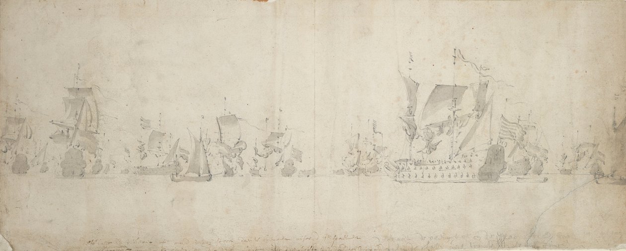 Den hollandske flåde efter krigsrådet, 8.-18. august 1665 af Willem van de the Elder Velde