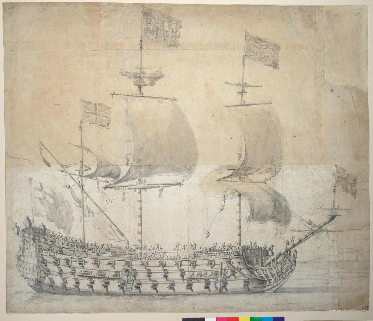 HMS Britannia (tegning) af Willem van de the Elder Velde