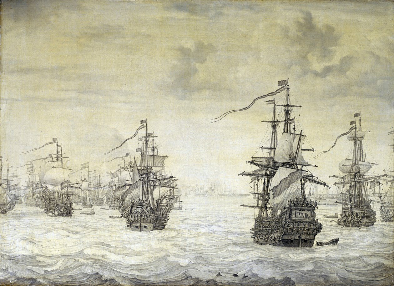 Anden anglo-hollandske krig (anglo-hollandsk) af Willem van de the Elder Velde