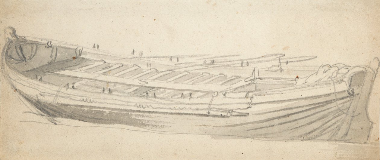 Studie af en skibspram, ca. 1665 (grafit, gråvask) af Willem van de the Elder Velde