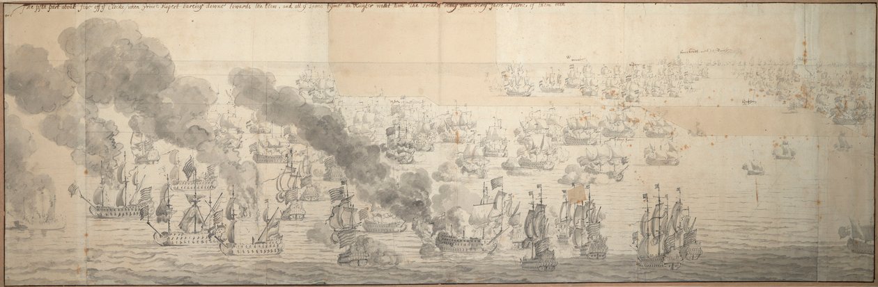 Slaget om Texel (Kijkduin) af Willem van de the Elder Velde