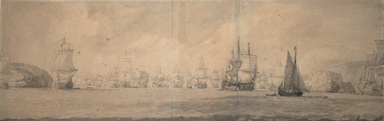 De hollandske indianere sejler mod Bok op Raa (Bjaelkero), 25. august-4. september 1665 af Willem van de the Elder Velde