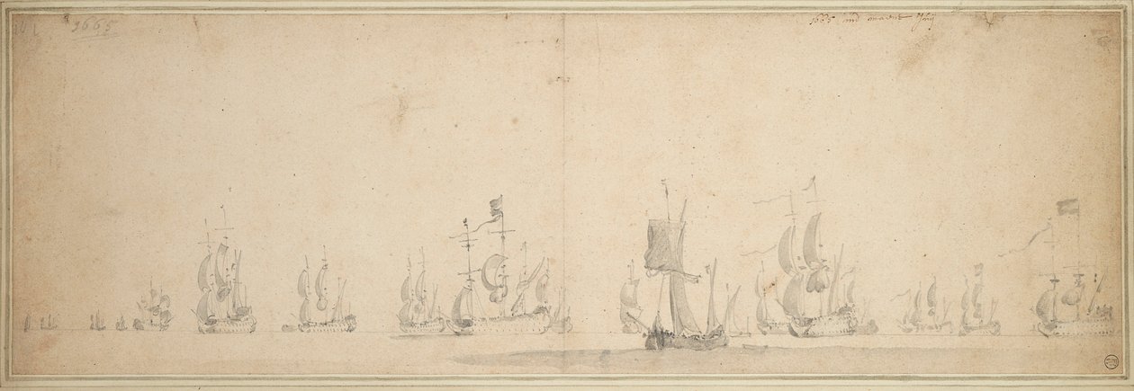 Den hollandske flåde før slaget ved Lowestoft, maj-juni 1665 af Willem van de the Elder Velde