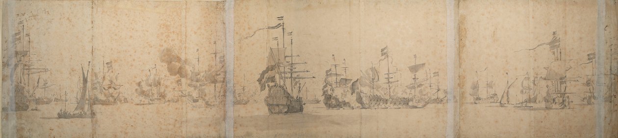 Den hollandske flåde ud for Hollands kyst november 1664 af Willem van de the Elder Velde