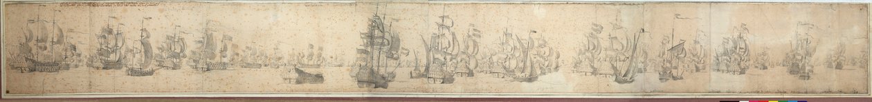 Den engelske og hollandske flåde dagen efter slaget ved Solebay af Willem van de the Elder Velde