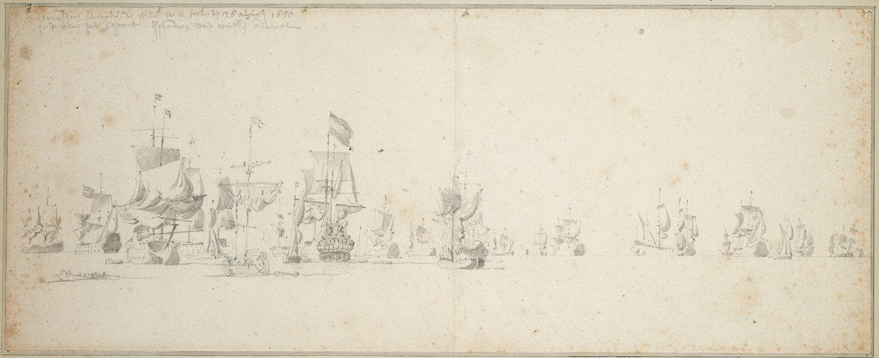 Friesland-eskadren ligger ud for Skotlands kyst af Willem van de the Elder Velde
