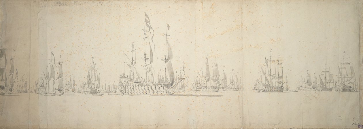 Dagen før slaget ved Lowestoft, 2.-12. juni 1665 af Willem van de the Elder Velde