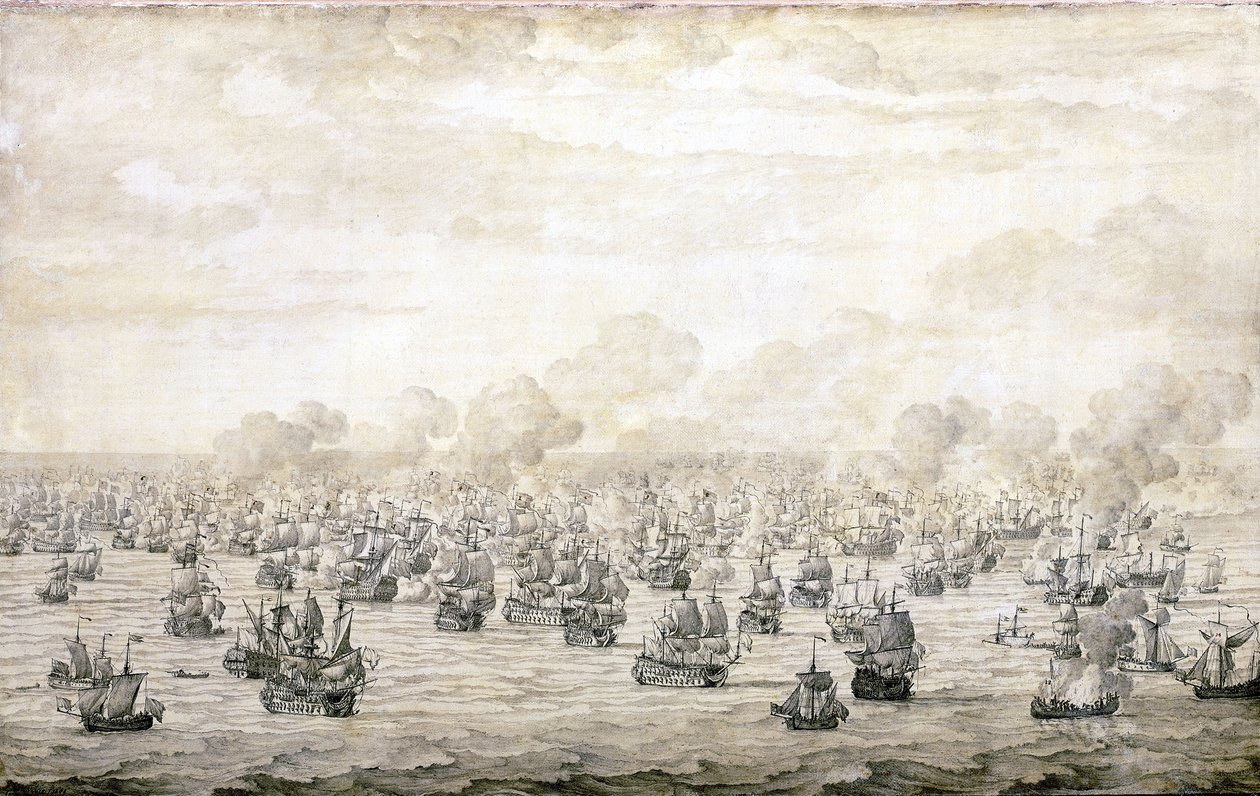 Det første slag ved Schooneveld, 28. maj 1673 af Willem van de the Elder Velde
