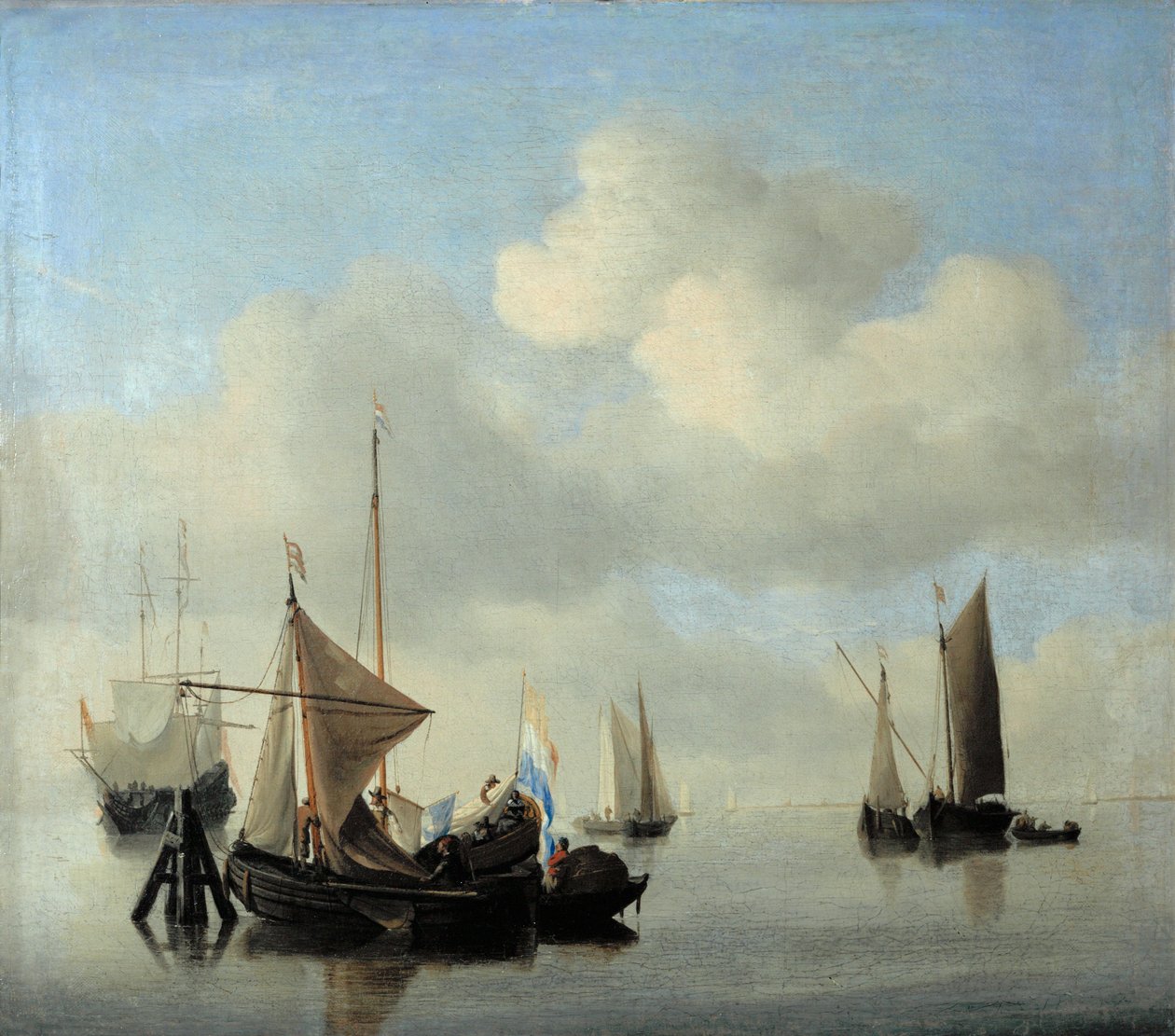 Marine i roligt vejr ... af Willem van de the Younger Velde