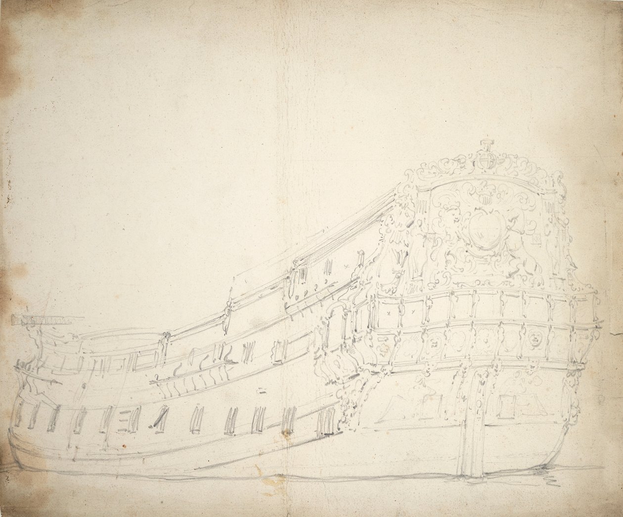Portræt af en engelsk fjerdeklasses elev, ca. 1675 (grafit) af Willem van de Velde the Younger