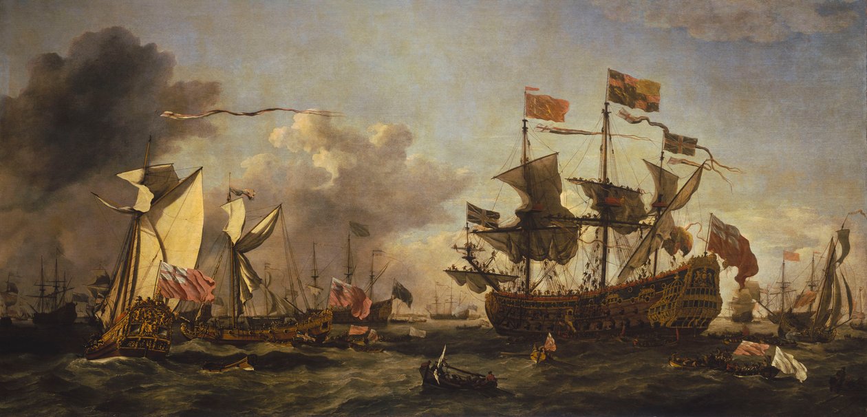 Kongeligt besøg hos flåden i Themsens udmunding, 6. juni 1672 af Willem van de Velde the Younger