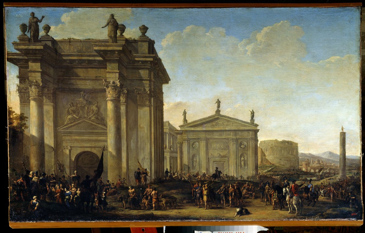 Et triumftog. Maleri af Willem van de Velde den Yngre (1633-1707). Olie på lærred, hollandsk kunst, barokstil. State Open Air Museum Palace Gatchina, Sankt Petersborg. af Willem van de Velde the Younger