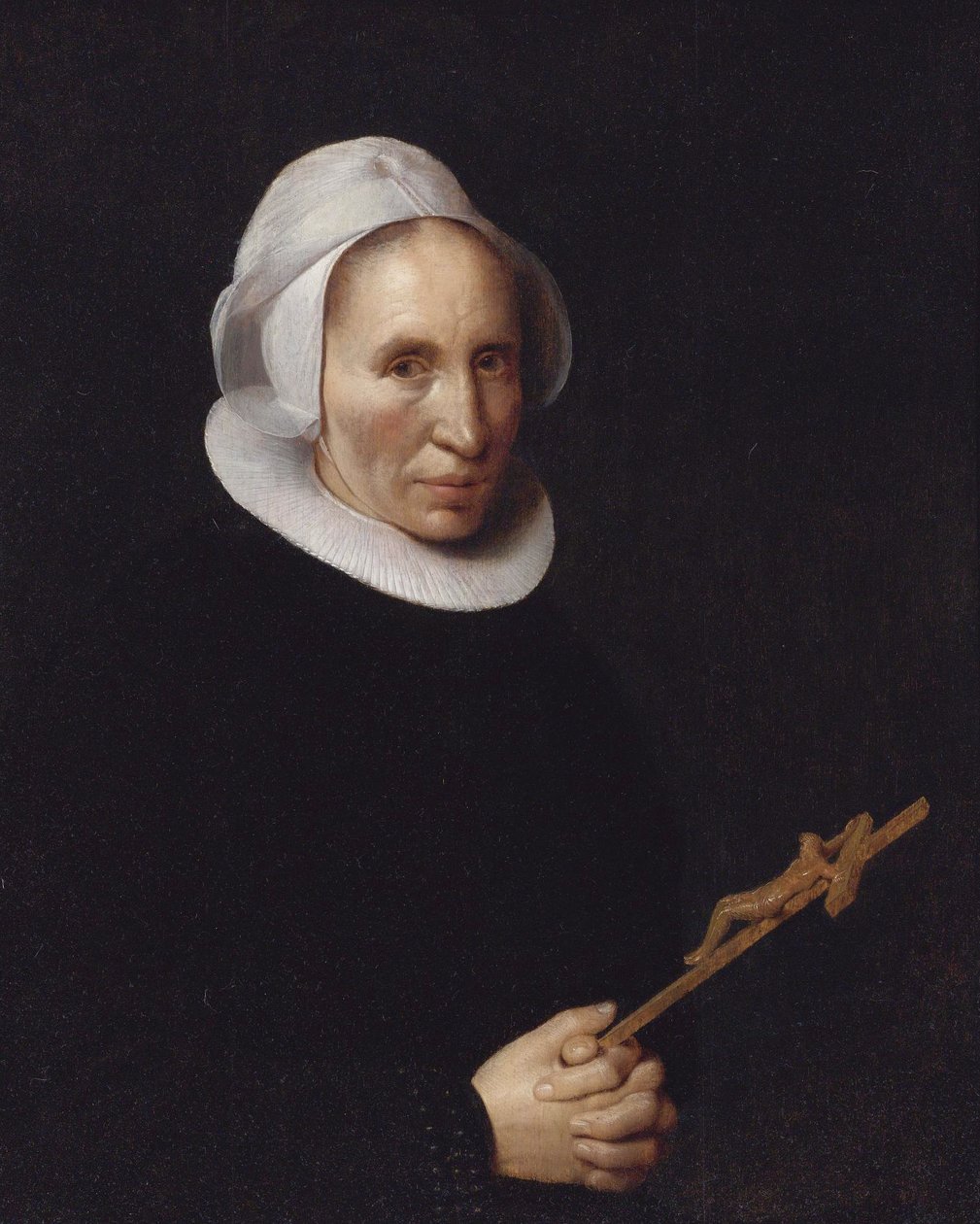 En dame holder et krucifiks af Willem van der Vliet
