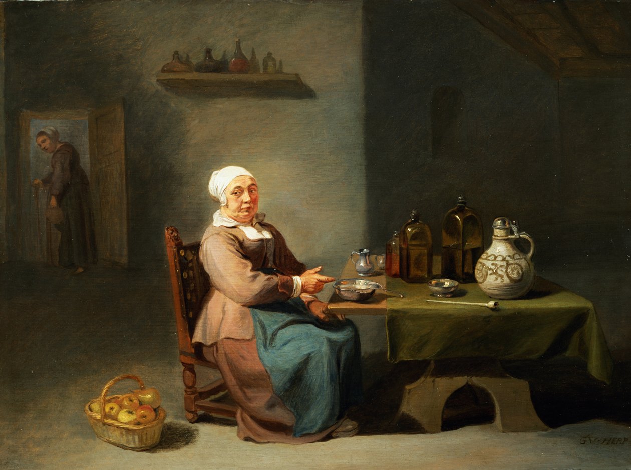 En kvinde i et køkken af Willem van the Elder Herp