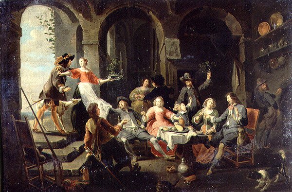 Elegant Selskab Merrymaking i et Interiør med Tjenere tilstede af Willem van the Elder Herp