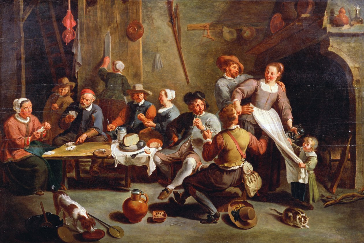 Interiør af en kro med kortspillere af Willem van the Elder Herp