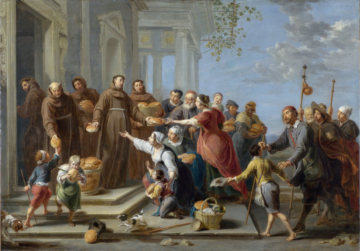 Sankt Antonius af Padua uddeler brød - Maleri af Willem van Herp l