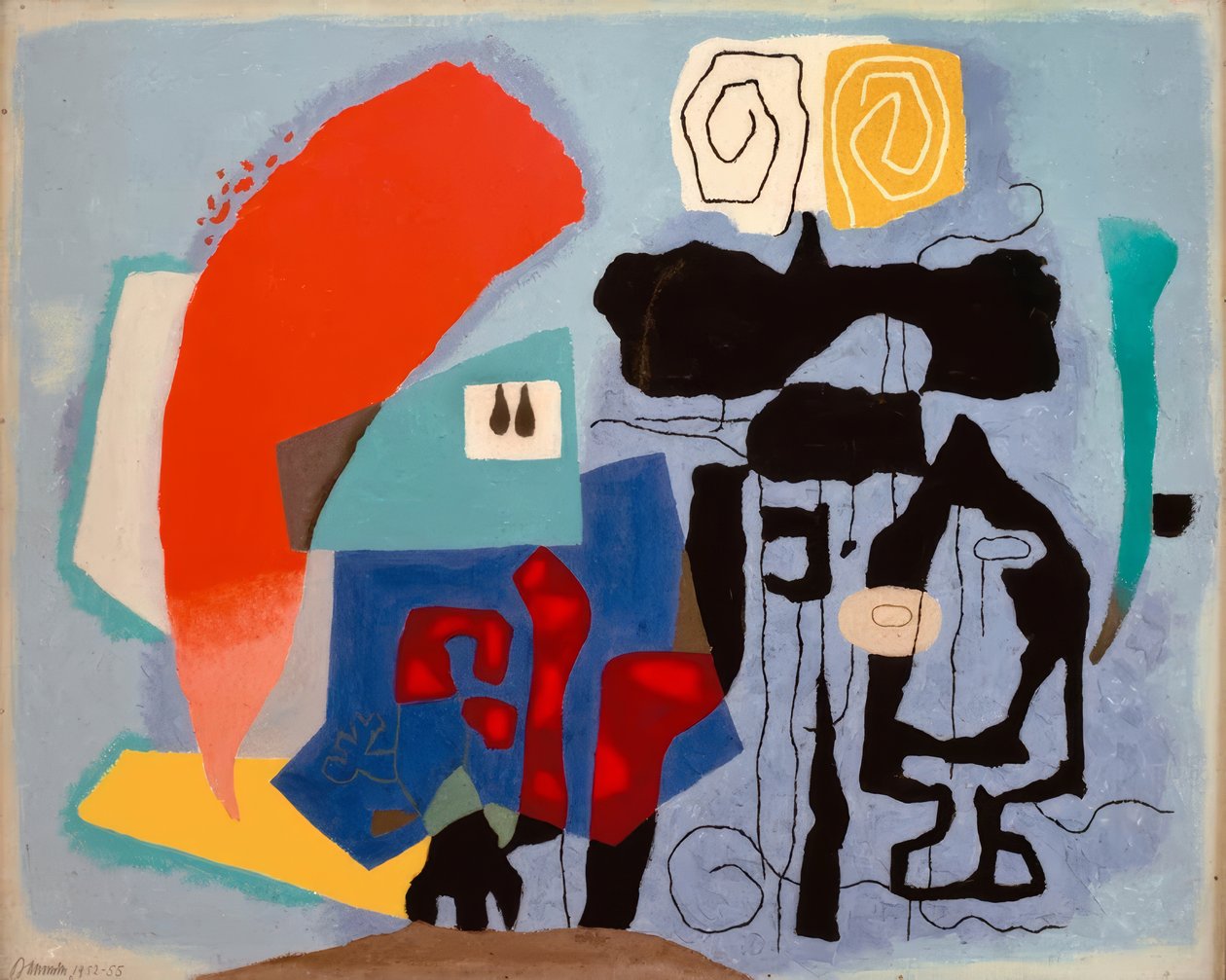 Knytnæve på blåt af Willi Baumeister