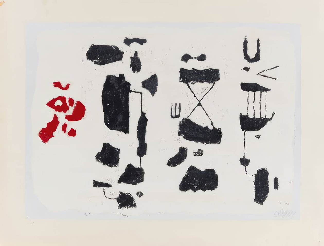 Sorte tegn - Sorte figurer med rød form af Willi Baumeister