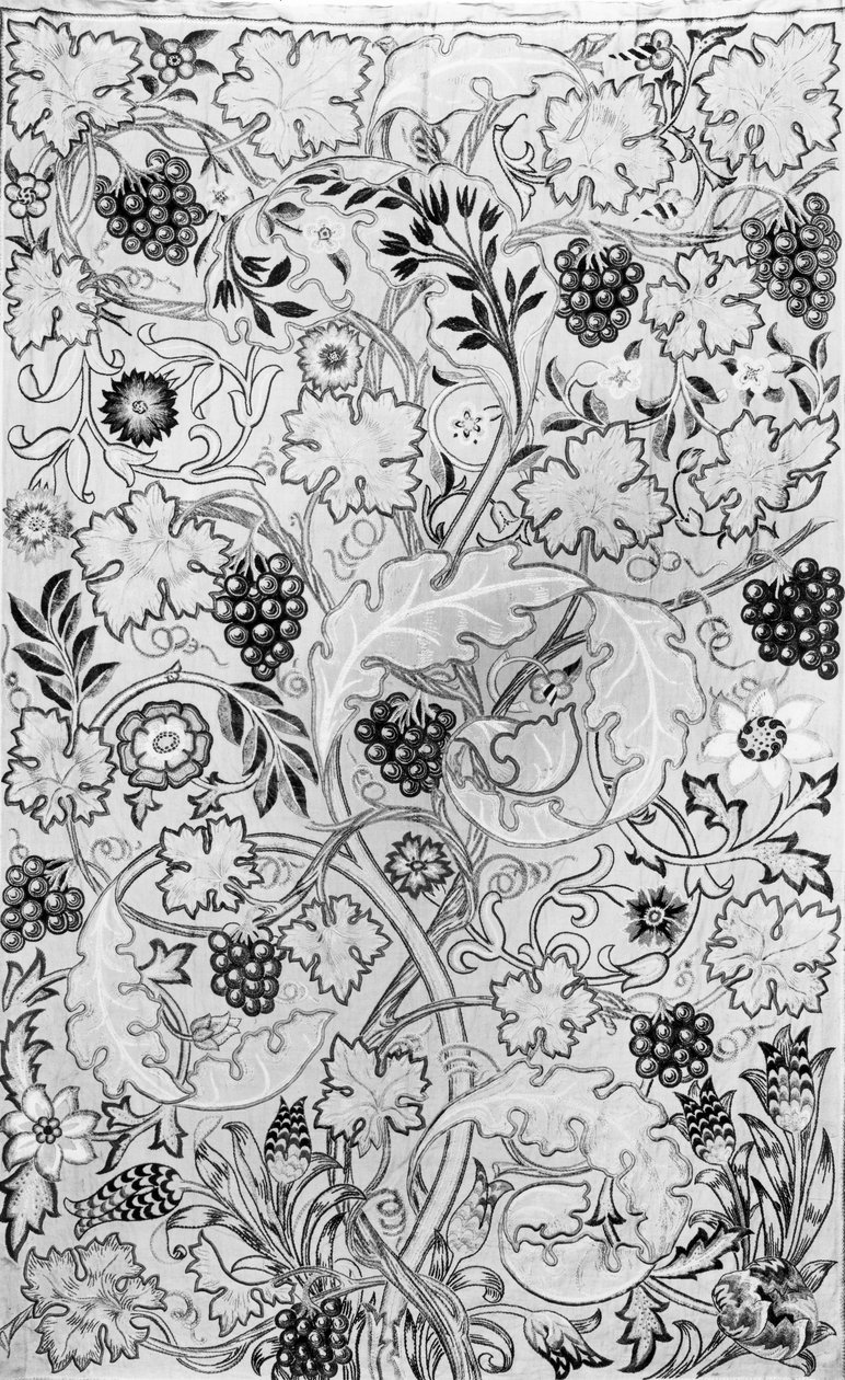 The Vine, 1878 (silke på linned) (bw print) af May Morris
