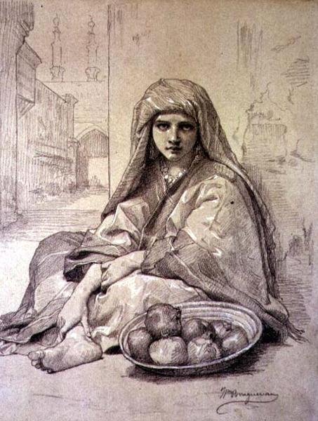 Algerisk pige sælger granatæbler af William Adolphe Bouguereau