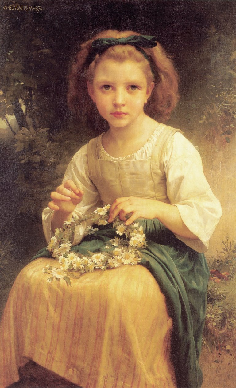Barn, der fletter en krone af William Adolphe Bouguereau