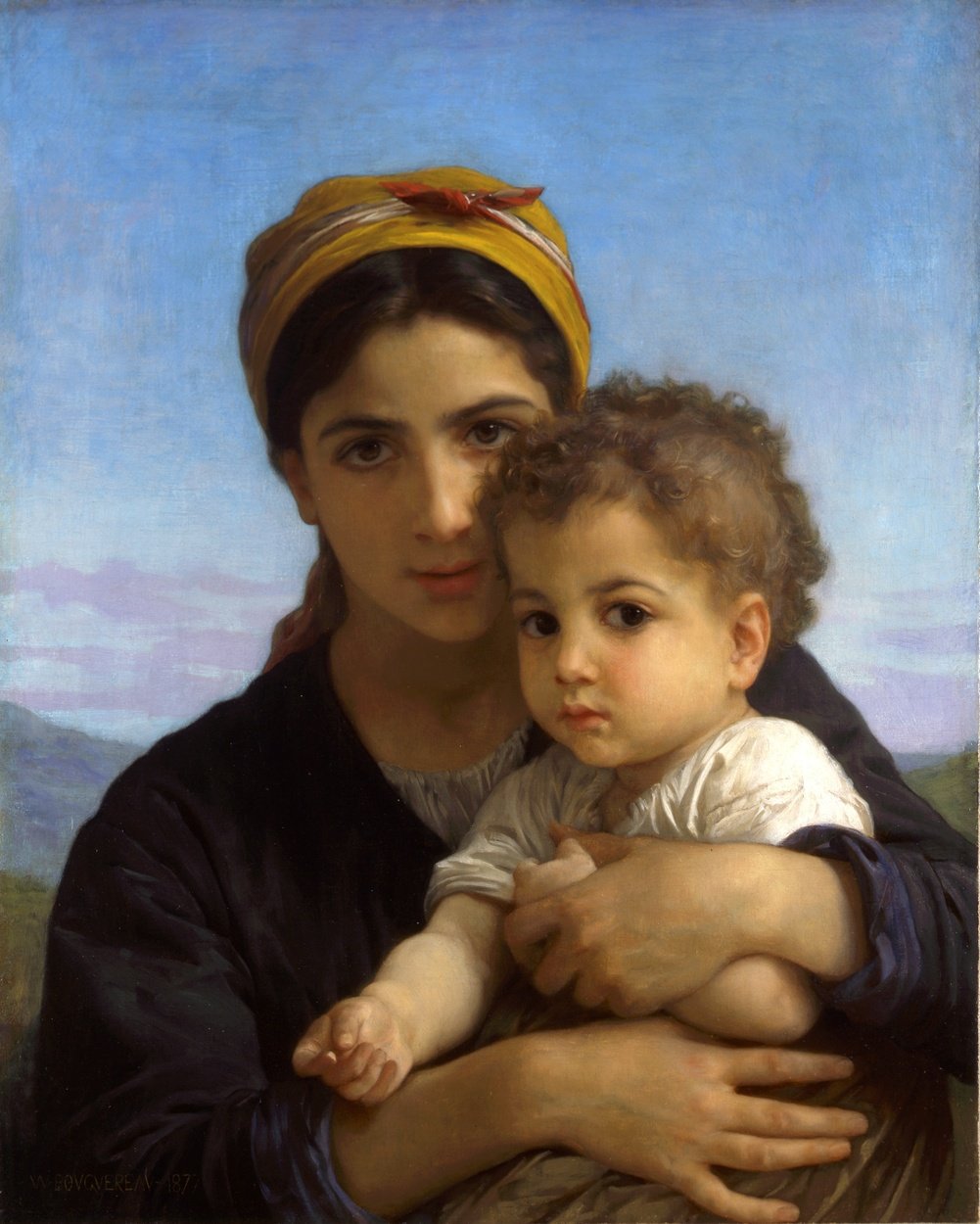 Ung pige og barn af William Adolphe Bouguereau