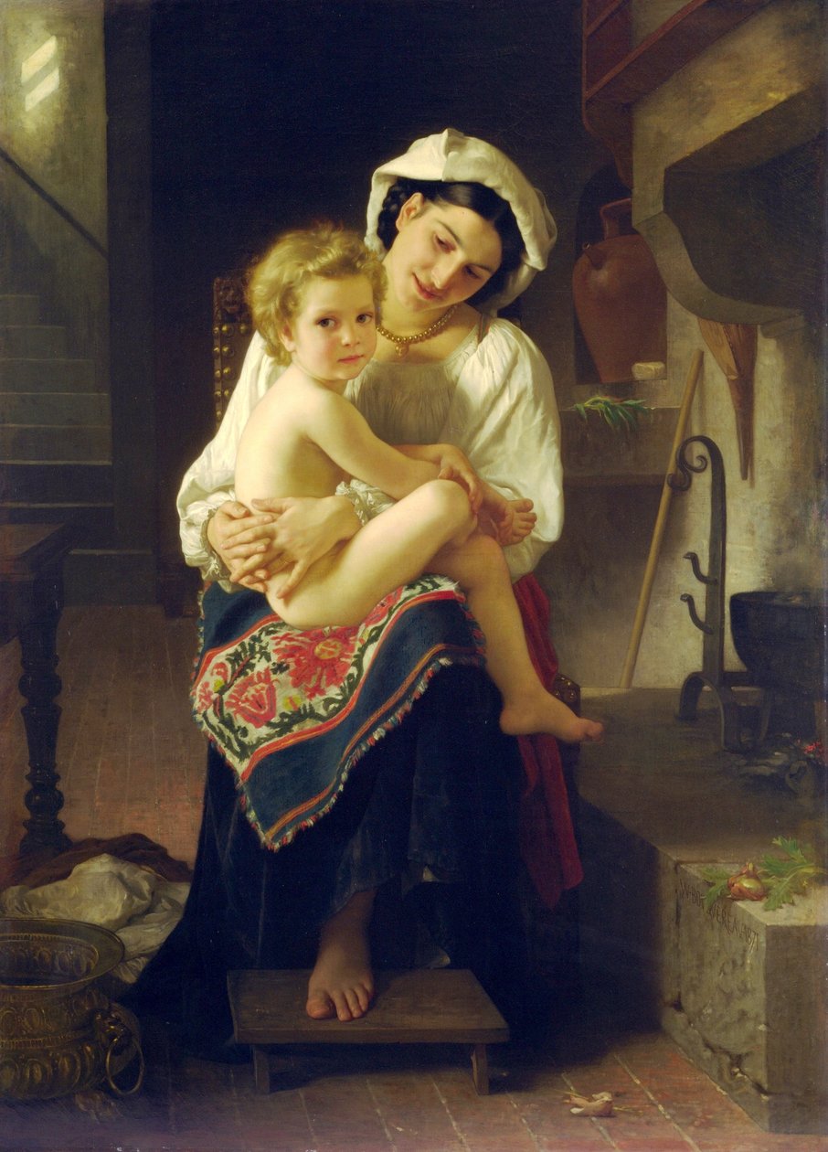 Ung mor stirrer på sit barn af William Adolphe Bouguereau