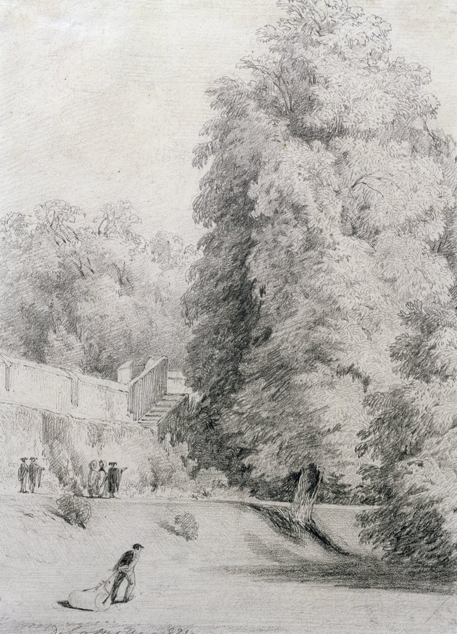 New College Garden, 1821 af William Alfred Delamotte
