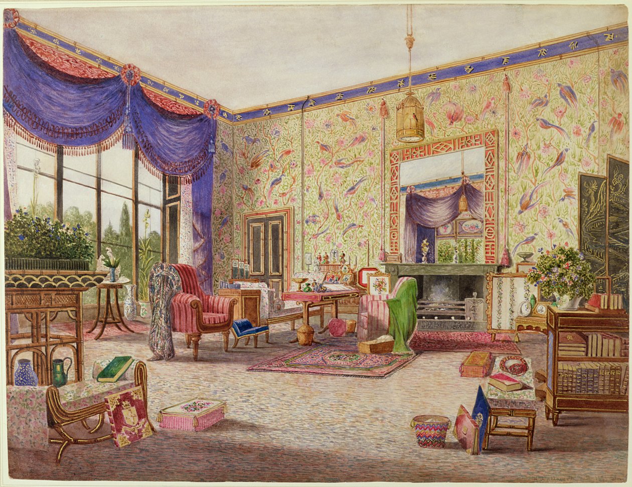 The Chinese Drawing Room, Middleton Park, Oxfordshire, 1839 (se også 43369) af William Alfred Delamotte