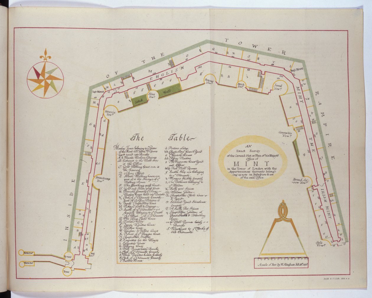 Plan over den kongelige mønt i tårnet, 1701 af William Alingham