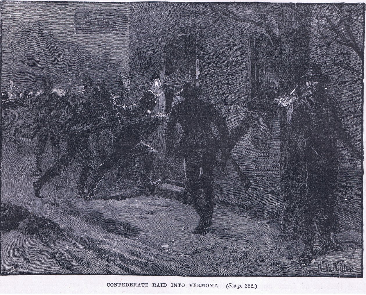 Konfødererede raid ind i Vermont 1865 e.Kr af William Barnes Wollen