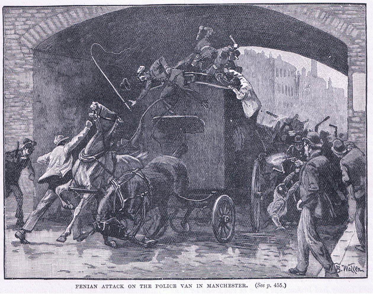 Penian-angreb på politivognen i Manchester 1867 e.Kr af William Barnes Wollen