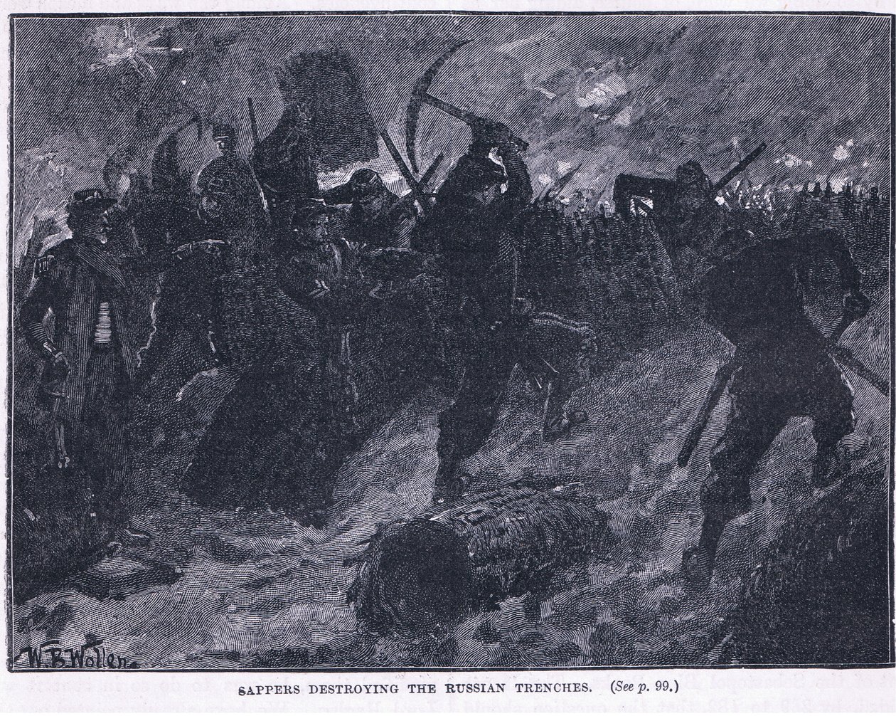 Sappere ødelægger de russiske skyttegrave af William Barnes Wollen
