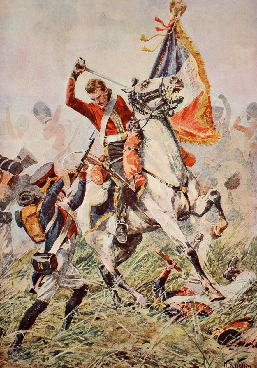 Sergent Ewart fanger ørnen ved Waterloo, illustration fra 