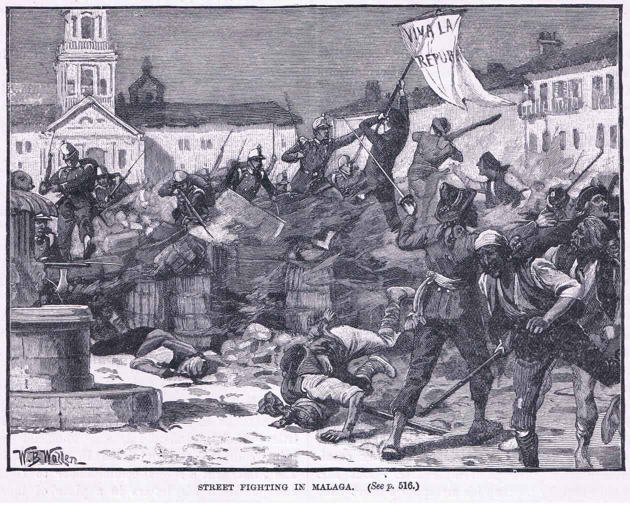 Gadekampe i Malaga 1869 e.Kr af William Barnes Wollen