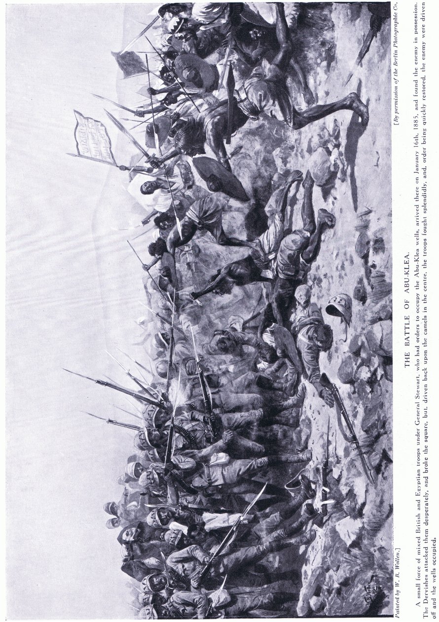Slaget ved Abu-Klea 16. januar 1885 e.Kr., c.1920 af William Barnes Wollen