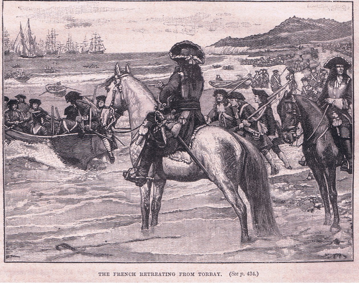 Franskmændene trækker sig tilbage fra Torbay AD 1690 af William Barnes Wollen
