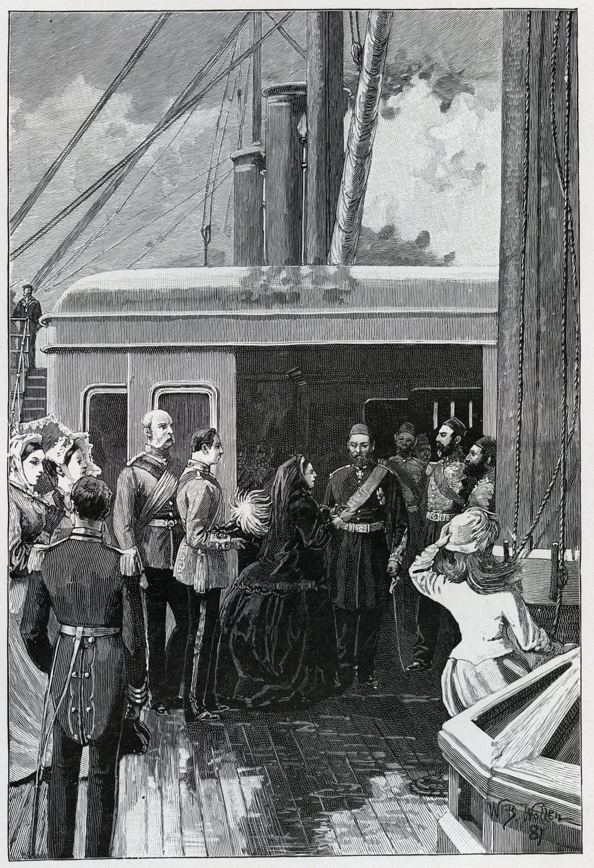 Dronningen investerer Abdul Aziz med strømpebåndsordenen, 1881 af William Barnes Wollen