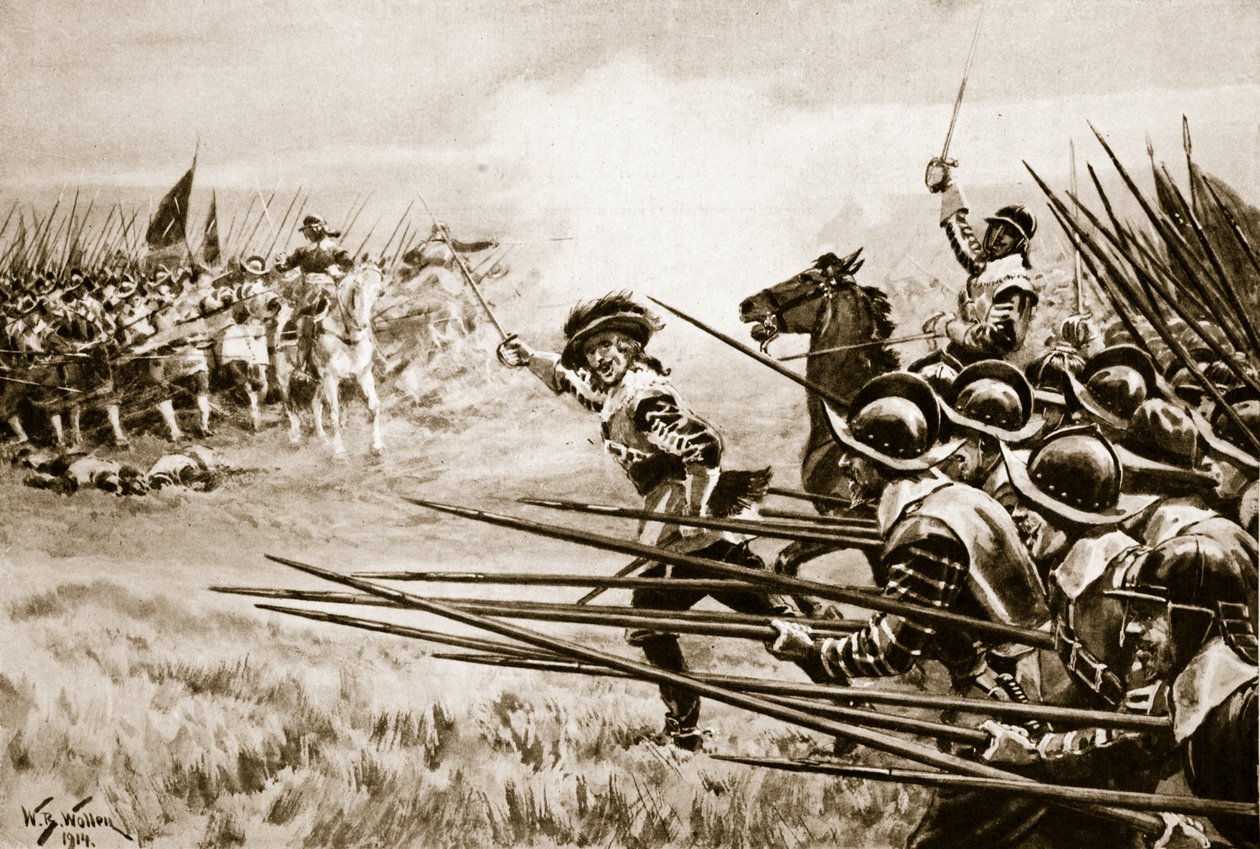Angrebet af det royalistiske infanteri ved Naseby, 14. juni 1645 af William Barnes Wollen