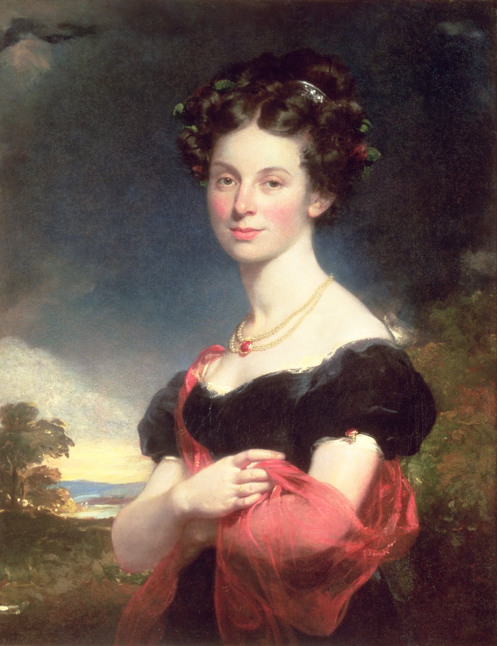 Portræt af en dame i en sort kjole, 1825 af William Beechey