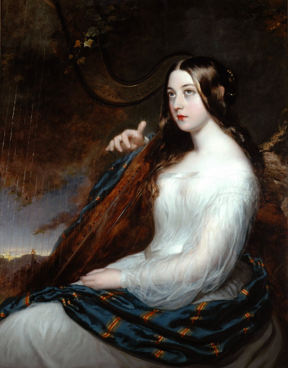 Sarah Curran spiller på harpen, 1800 af William Beechey
